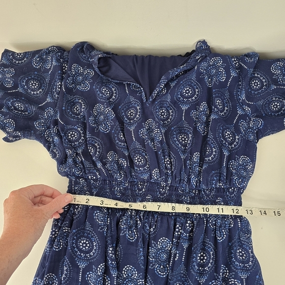 Torrid Blue Paisley Ruffle Maxi Dress Flutter Sleeves Size 12 Flowy Semi Sheer - Picture 13 of 15